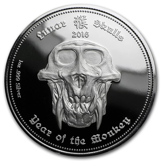 2016 Palau 1 oz Silver Proof Lunar Skulls Year of the Monkey 2016 Palau 1 oz Silver Proof Lunar Skulls Year of the Monkey